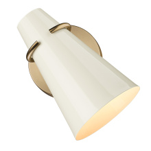 Golden 2122-1W MBS-GE - Golden Lighting Reeva 1-light Wall Sconce in Modern Brass and Glossy Ecru shade